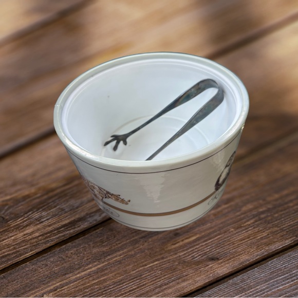 Cera Ice Bucket w/ Lid and Tongs Safari Animals Cheetah Rhino Vinyage MCM - Picture 5 of 5